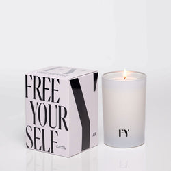 Free Yourself 4oz lit candle in carton vessel